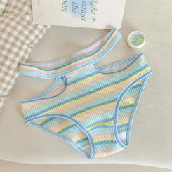 Panties For Women Pack Tummy Control Women'S Sweet Mid Waist Striped Panties Comfortable Neon Thin Style сексуальное белье