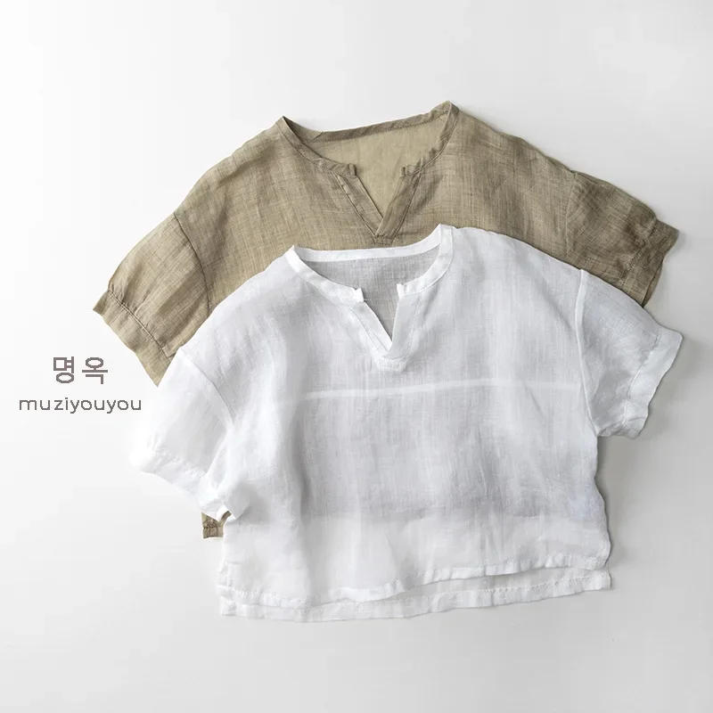 Description Picture 6 of itemChildren's Shirt 2025 Summer New Style Cool and Breathable Thin T-shirt Top for Boys and Girls Japanese and Korean Clothing