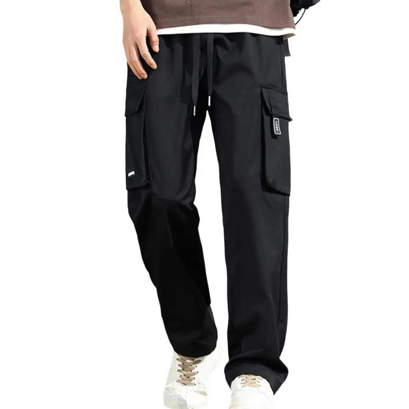Description Picture 5 of item2024 New Spring Summer Cargo Pants Men Multi-Pockets Drawstring Straight Casual Pants Streetwear Loose Trousers Male
