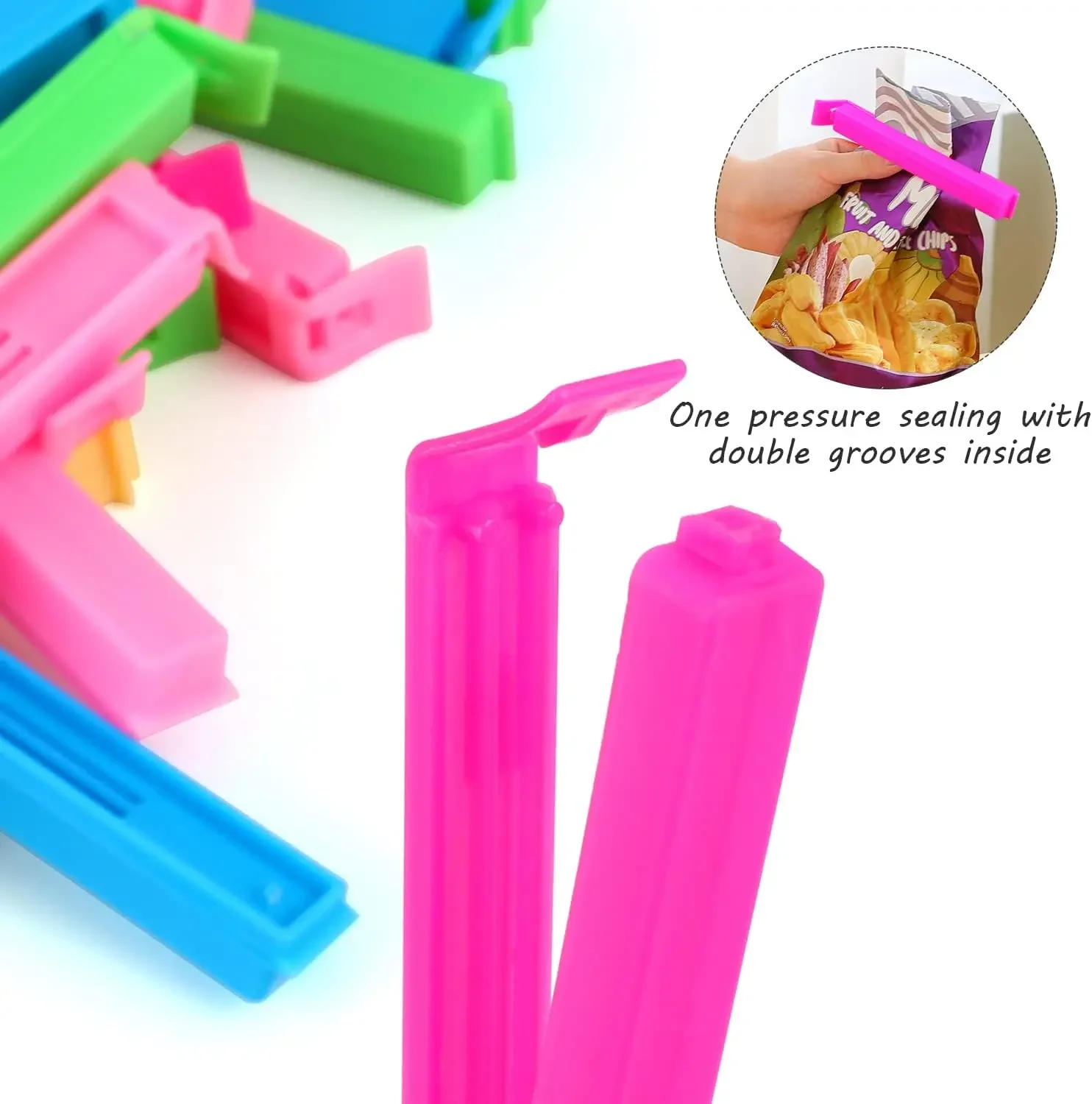 Description Picture 4 of item5PCS Portable Kitchen Storage Food Snack Seal Sealing Bag Clips Sealer Clamp Plastic Tool Kitchen Accessories Food Bag Clips