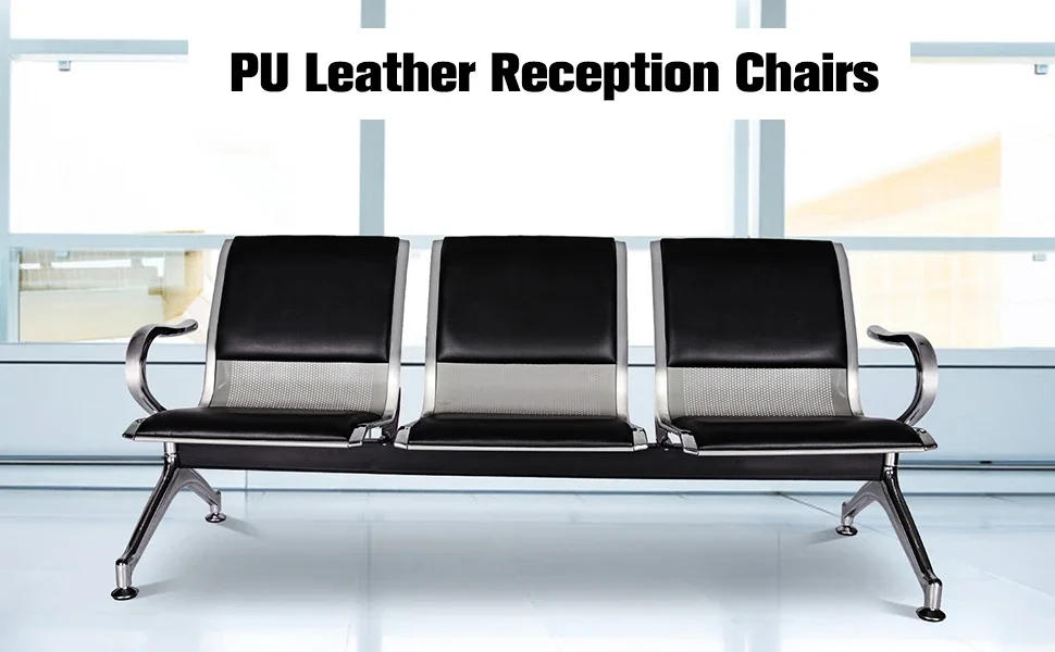 Description Picture 2 of itemReception Bench, PU Leather, Guest Reception Waiting Room Bench Suitable for Airport, Bank, Hospital, Waiting Sitting Chair