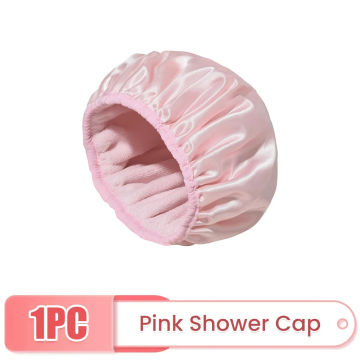 Waterproof Shower Cap Terry Cloth Lined Reusable Triple Layer Bashroom Cap Fashion Women Spa Shower Cap Bathroom Supplies