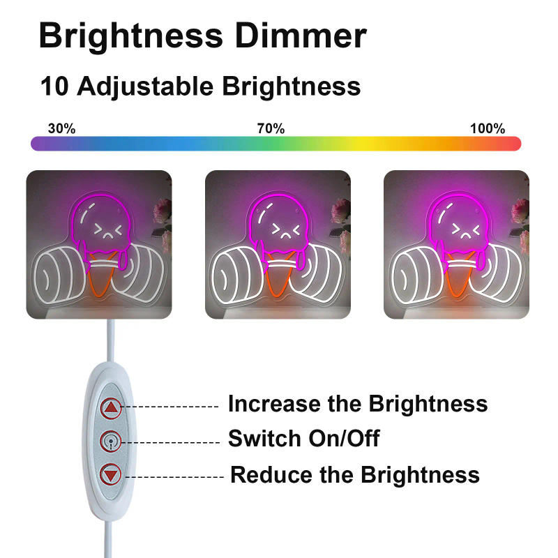 Description Picture 5 of itemIce Cream Barbell LED Neon Sign USB Powered Dimmer Switch Wall Decor Night Light For Gym Fitness Competition Fitness Enthusiasts