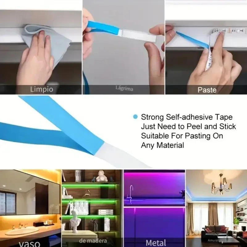 Description Picture 5 of item5M 5050 RGB LED Strip Light USB Bluetooth RGB TV Desktop BackLight Smart APP Control Home Decor Lighting Ribbon Tape for Room