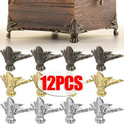 12PCS Antique Corner Protector Brass Jewelry Chest Box Wooden Case Decorative Feet Leg Metal Corner Protector Hardware Bracket