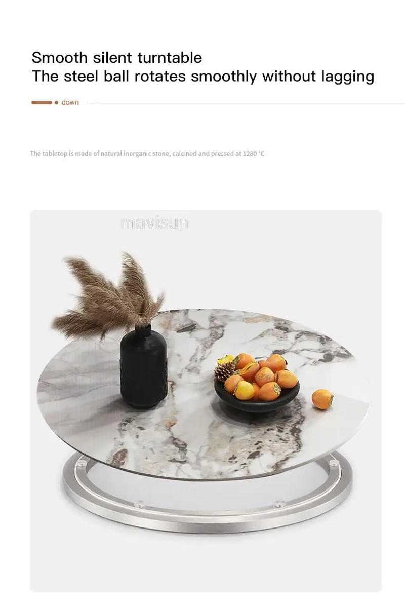 Description Picture 6 of itemItalian Office Luxury Rock Board Dining Table Turntable Modern Simple Household Kitchen Table And Chair Bedroom Set Furniture