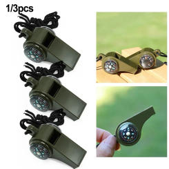 Survival Whistle Thermometer Multifunctional Lightweight Plastic For Compass 3 In 1 Outdoor Train Whistle Super Loud Tool