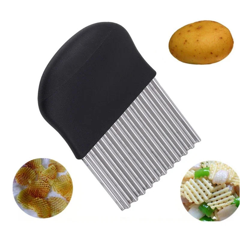 Description Picture 5 of itemStainless Steel Potato Cutter, Vegetable Peeler, Kitchen Accessories Tool for Making Potato Chips and French Fries, Wavy Knife