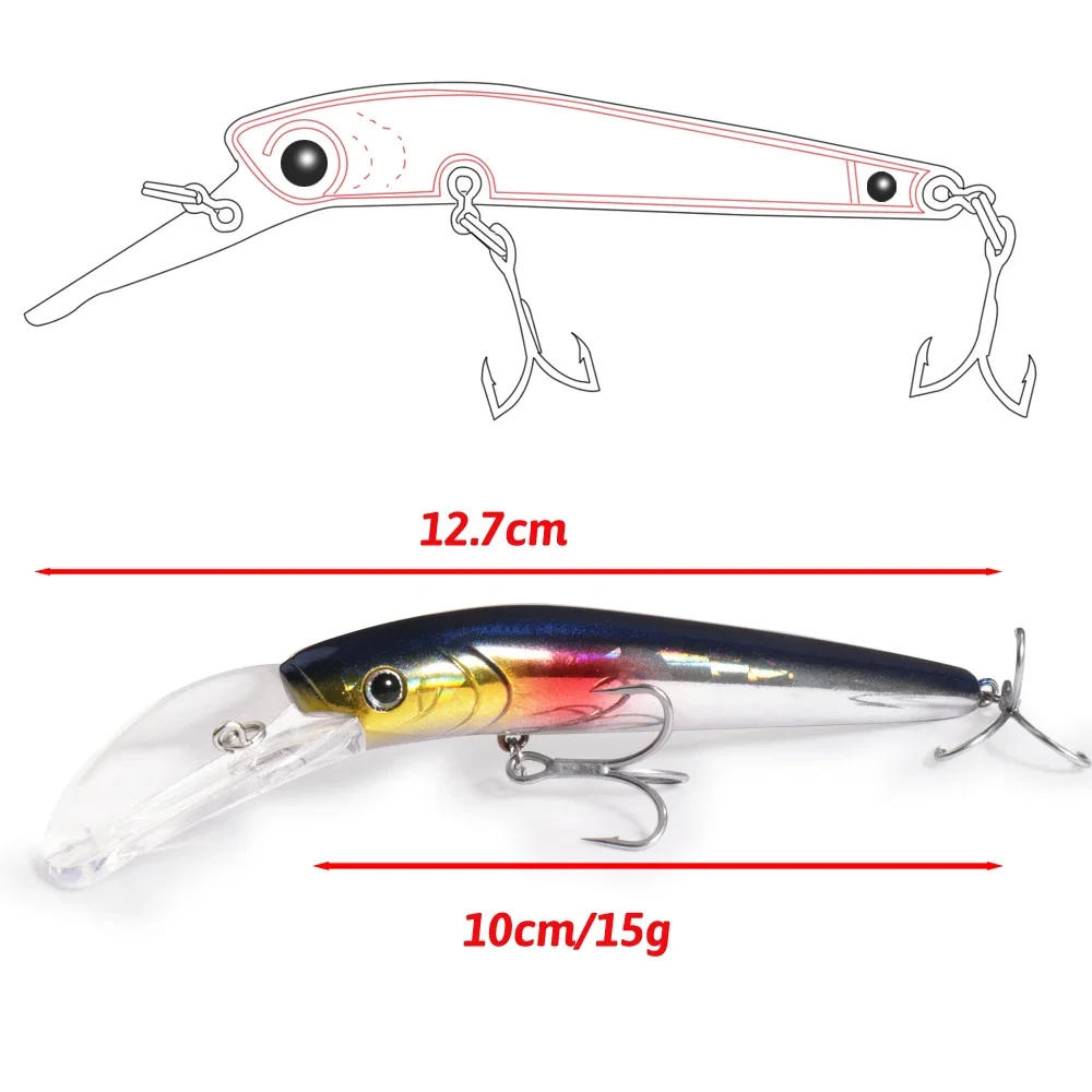 Description Picture 2 of itemFloating Minnow 15g 12.7cm Lure Accoustic Steel Ball Balance System Wobbler Fishhook Pesca Popper Tackle Crankbait Fishing Bait