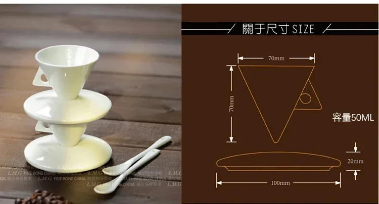 Description Picture 3 of itemNew special-shaped pure white pointed cup and saucer ceramic bone China cup couple creative coffee cup and saucer set