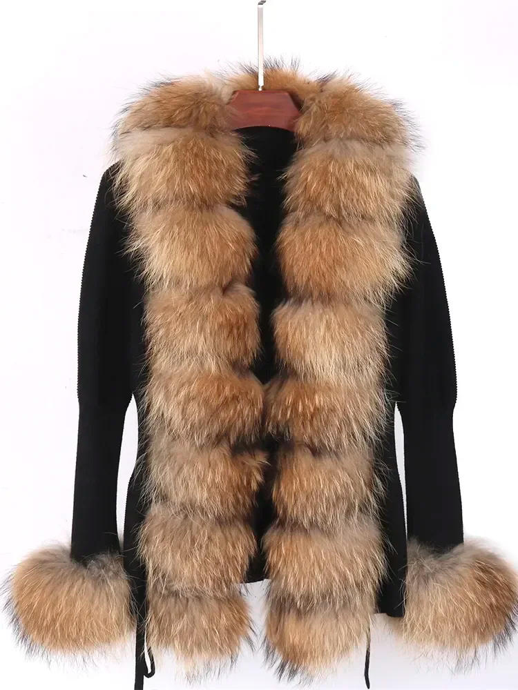 Description Picture 5 of itemHot Sales Lady Knitwear Autumn Winter Sweater Women Real Fox Fur Coat Knitted Cardigans with Natural Fur Fashion Streetwear