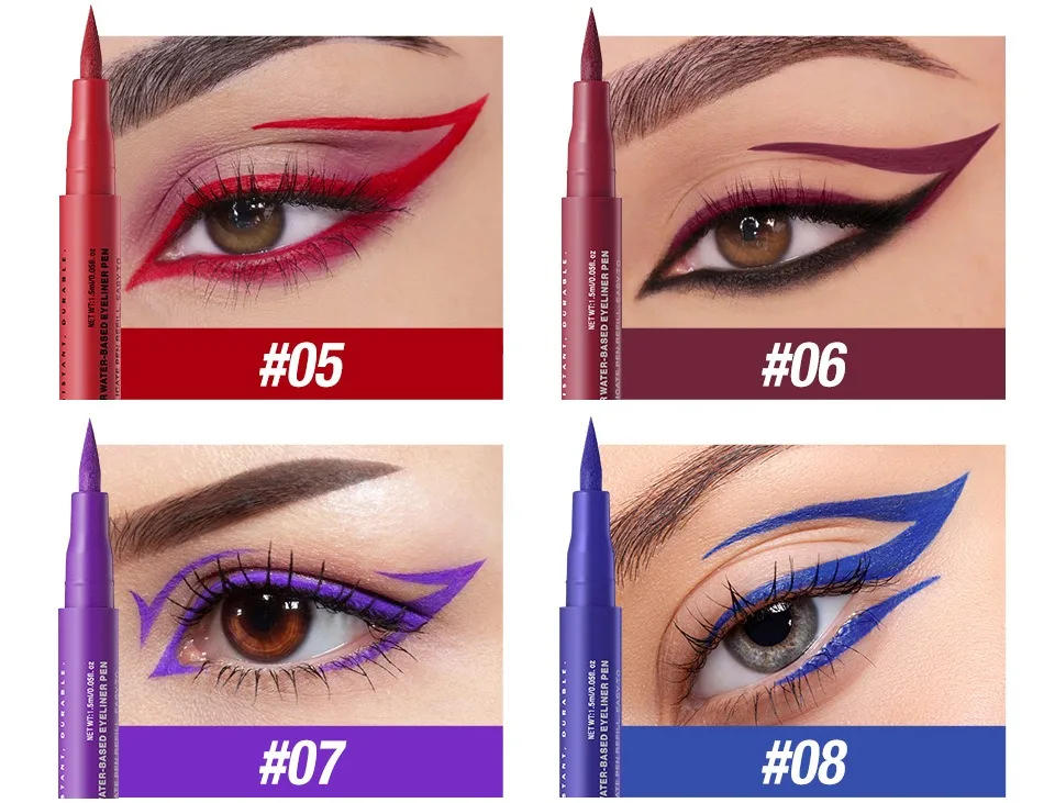 Description Picture 6 of item1Pc Water-based Eyeliner Liquid Matte Bright Red Quick-Drying Smudge-Proof Eyeliner Pen Bold Long-Lasting Eyes Looks Cosmetics