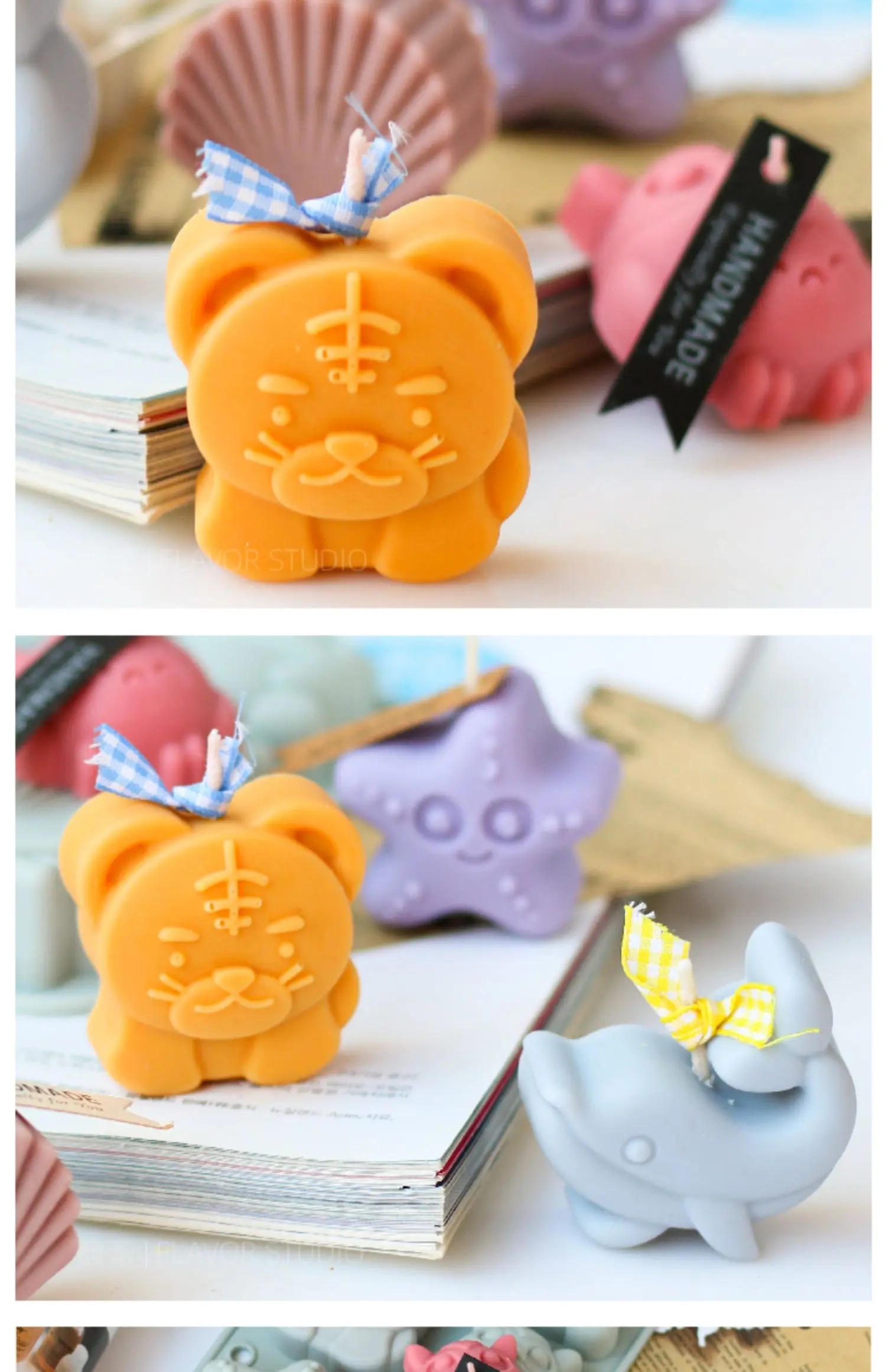 Description Picture 5 of itemDiy Scented Soap Mold Spread Incense Stone Plaster Ornaments Silicone Mold Cute Zoo Panda Tiger Silicone Mold