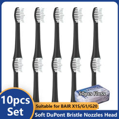 10Pcs Replacement for BAIR X1S/G1/G20 Smart Electric ToothBrush Black/Pink Replace Clean Whitening DuPont Heads Dental Brush