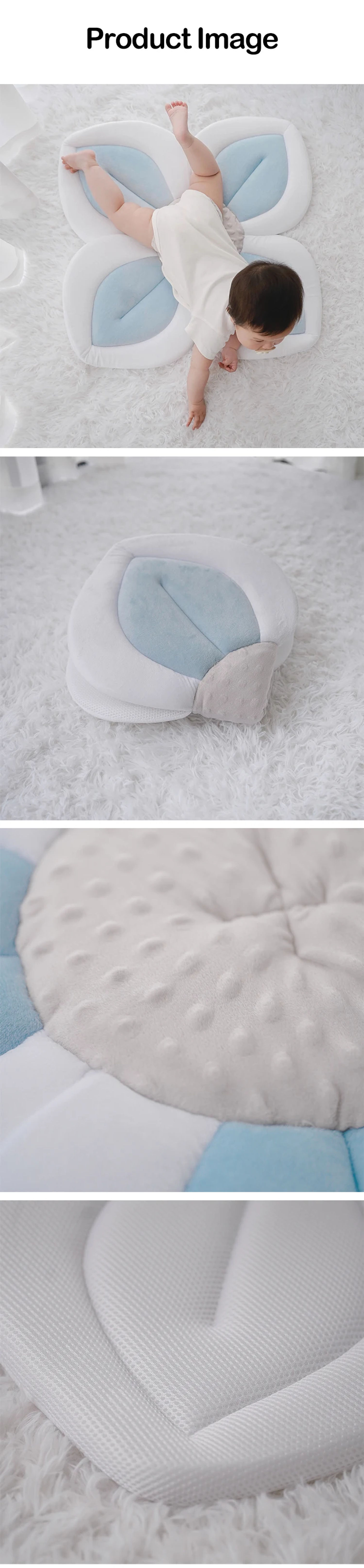 Description Picture 2 of itemColor-blocking Baby Bath Mat, Reclining and Foldable Newborn Creative Flower Bath Mat, Baby Bath Lotus Safety Cushion