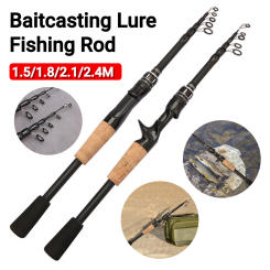 Baitcasting Lure Professional Fishing Rod 1.5/1.8/2.1/2.4M Telescopic Spinning Casting Rod Wooden Handle Lure Rod Fishing Tackle