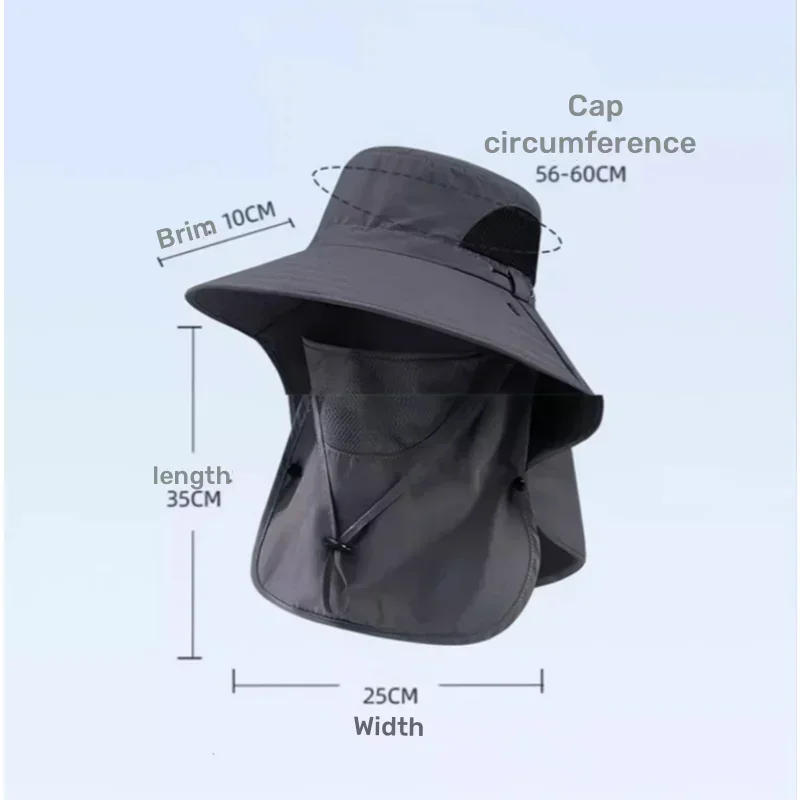 Description Picture 3 of itemOutdoor Fisherman Hat Wide Brim Bucket Hat with Neck Cover Men Summer Breathable Mesh Sun Protection Visor Anti UV Cap Unisex