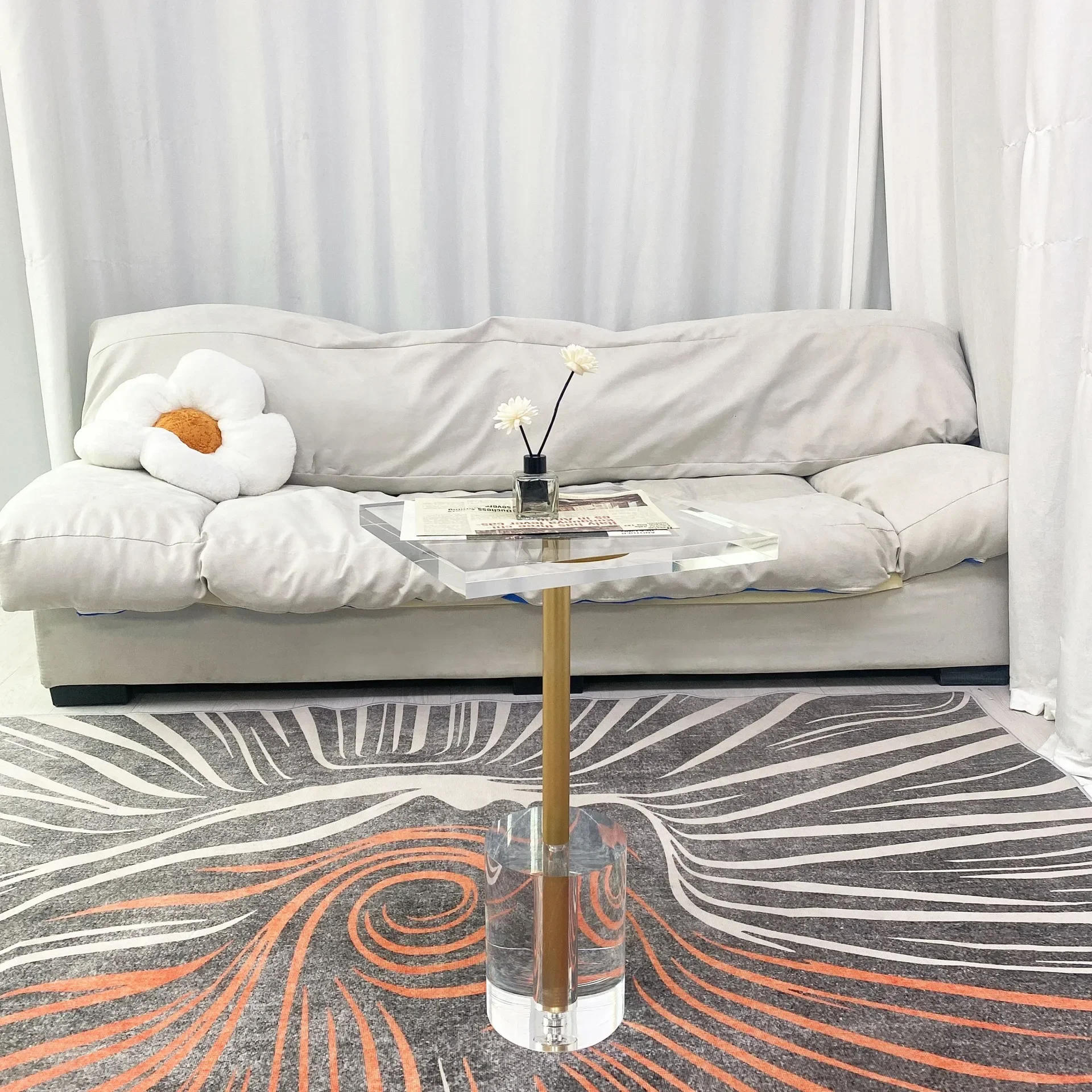 Description Picture 2 of itemAcrylic Coffee Table Portable Folding Square Dining Table Nordic Luxury Aesthetic Multifunction Room Living Bedroom Furniture