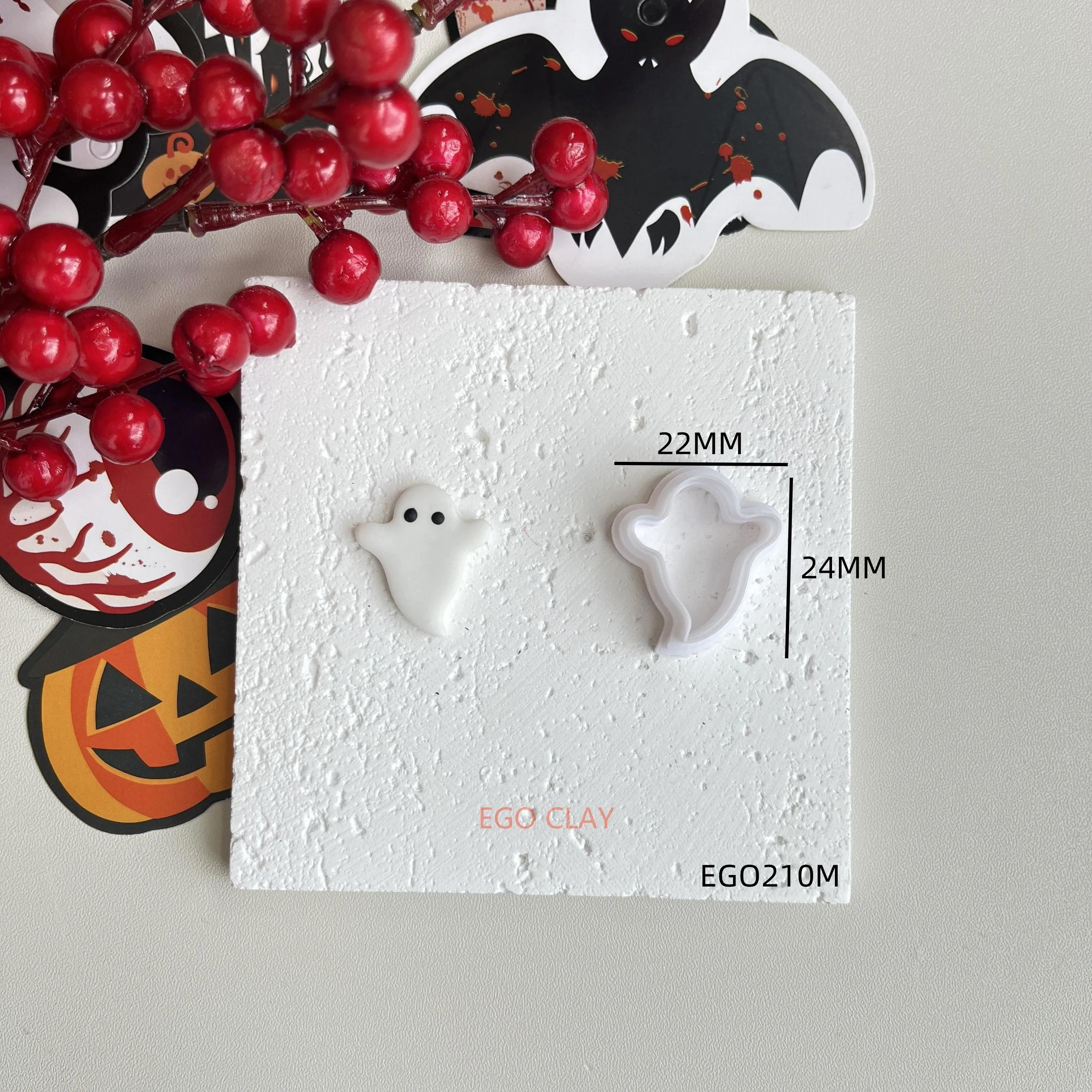 Description Picture 4 of itemHalloween series different ghost bat shape clay cutting mold DIY earrings jewelry earrings gift making polymer clay mold