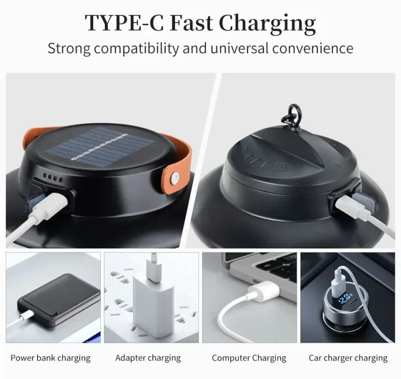 Description Picture 6 of itemSolar Outdoor Portable Carrying Lamp With Hook Camping Picnic Light Support Type-C Charging Waterproof Field Emergency Lights