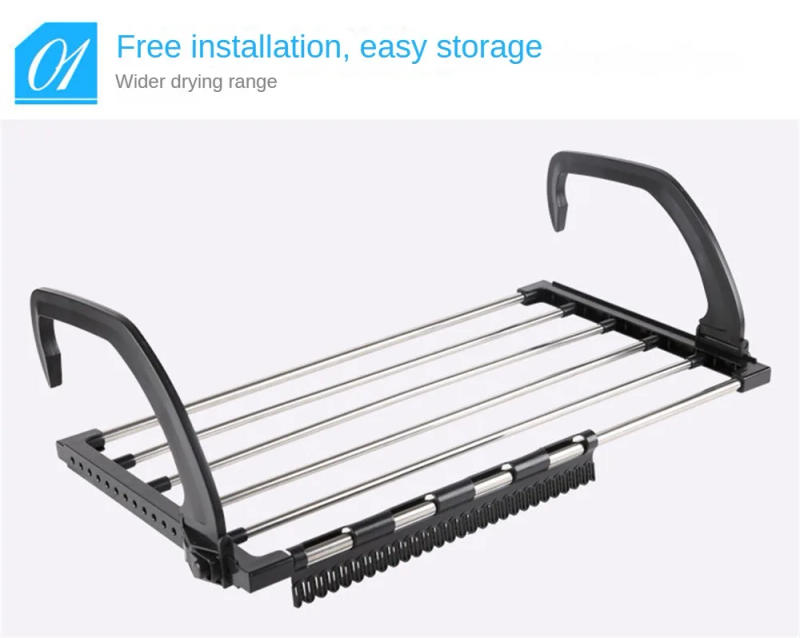 Description Picture 5 of item1/2PCS Stainless Steel Balcony Drying Shoe Rack Folding Window Diaper Drying Rack Laundry Clothes Dryer Portable Towel Storage