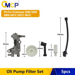 5pcs Oil Pump Filter Pipe Hose Line Oil Nozzle Turbine Kit For 4500 5200 5800 45CC 52CC 58CC Gasoline Chainsaw Spare Parts