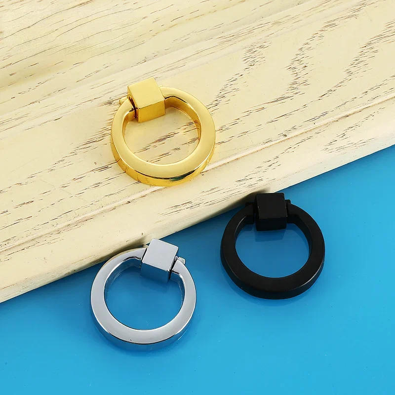 Description Picture 4 of itemRing Wardrobe Drawer Pull Ring Cabinet Shoe Cabinet Ring Handle Zinc Alloy Handle Gold / Silver / Black