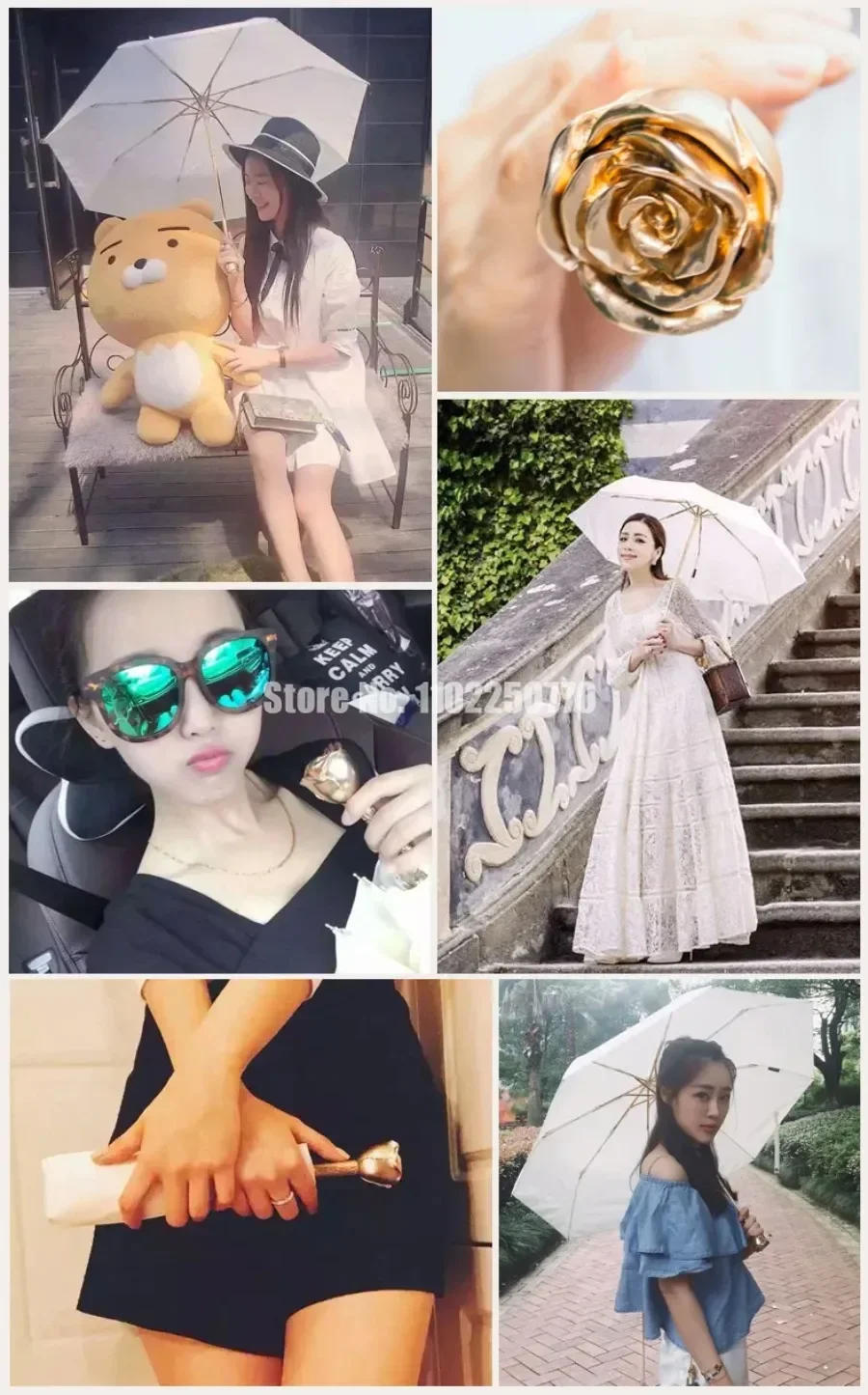 Description Picture 2 of itemWomen Umbrella Rain Flower Wedding Windproof Portable Female Rain Gear Luxury Three-fold Parachase Parasol Umbrella Academy