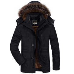 Cotton Padded Warm Parka Coat Casual Faux Fur Hooded Fleece Long Male Jacket Windbreaker Parkas Winter Jacket Men's Plus Size