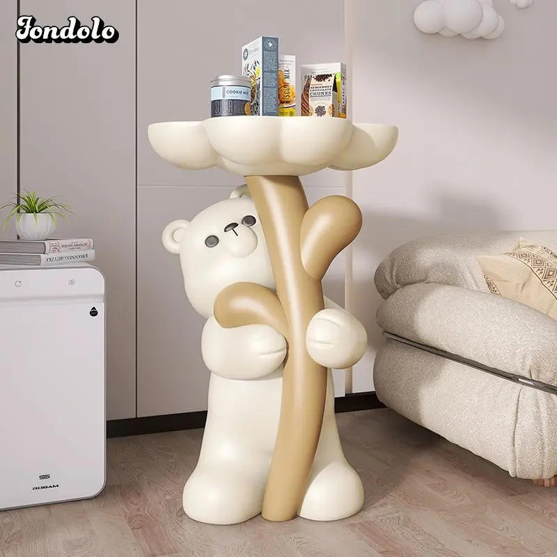 Description Picture 5 of itemCute Bear Embracing Flowers And Landing  Side Table Ins Style Living Room Bedroom Table Pink Children'S Room Decoration Bedsid
