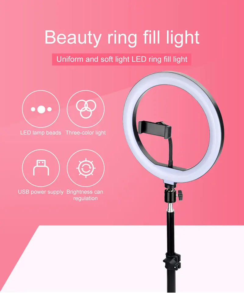 Description Picture 4 of itemDimmable LED Selfie Ring Light with Stand without Tripod, Photography Lamp, Ringlight for Phone, 6 8 10 10 14 inch