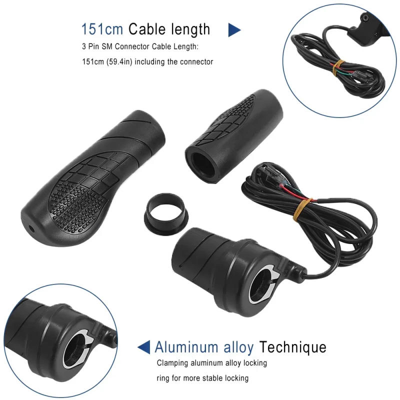 Description Picture 4 of itemElectric Bicycle Left/Right Handle for E-Bike Electric Scooter Throttle WP/SM Connector 36V 48V 72V Half Handle Twist Throttle
