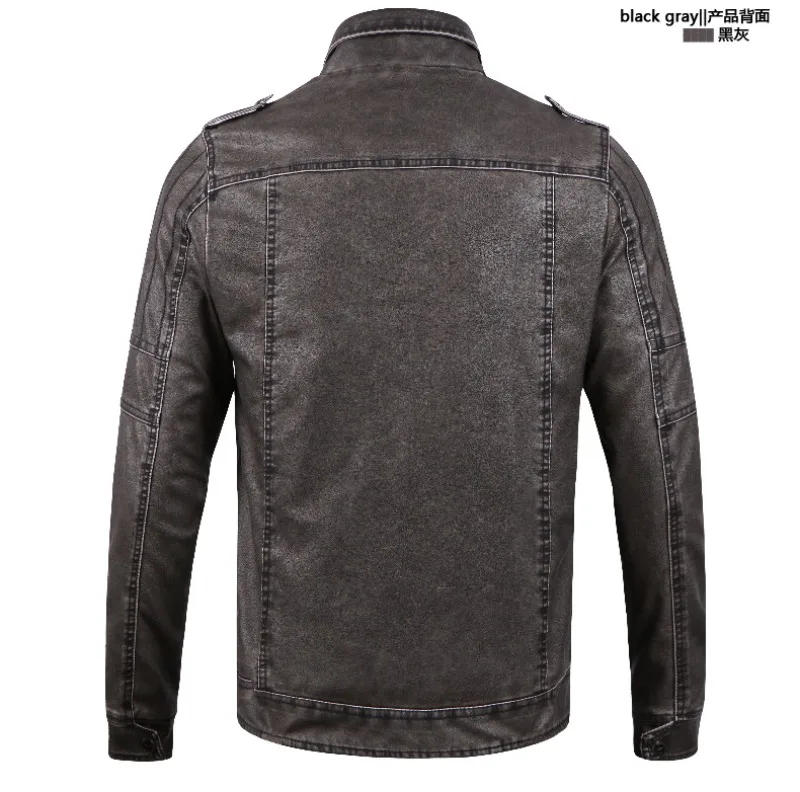 Description Picture 5 of itemMen's High Quality Plush Leather Jackets Vintage Motorcycle Jacket Male Plush Washed Skin Coats Warm Outwear for Men
