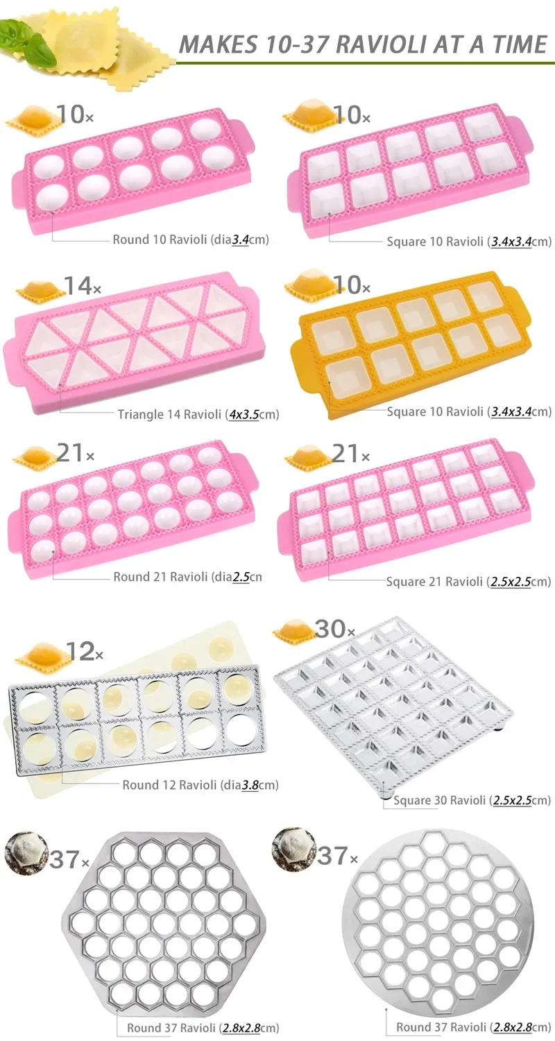 Description Picture 3 of itemRavioli Maker Mold and Cutter Round Square Triangle Ravioli Molds Pasta Pie Dumpling Making Tools Fast Press 10-37 Ravioli