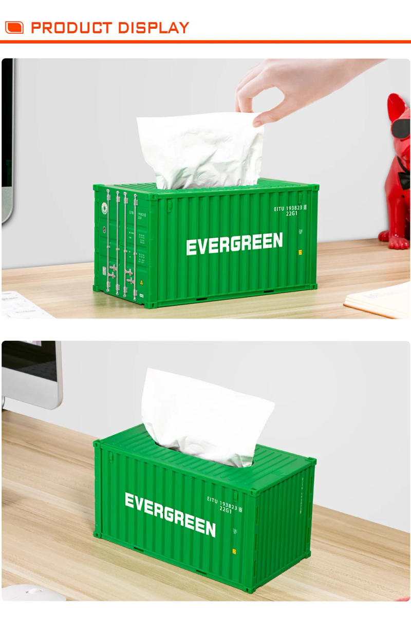 Description Picture 4 of itemShipping Container Model EMC Tissue Box Desktop Paper Holder Storage Napkin Box Organizer Decorations Special Storage Container