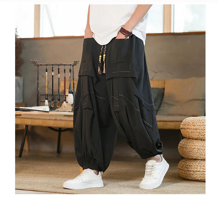 Description Picture 3 of itemSpring Summer Men Splice Fashion Loose Casual Oversized Wide Leg Harem Pants Women Skirt Trousers Plus Size M-5XL