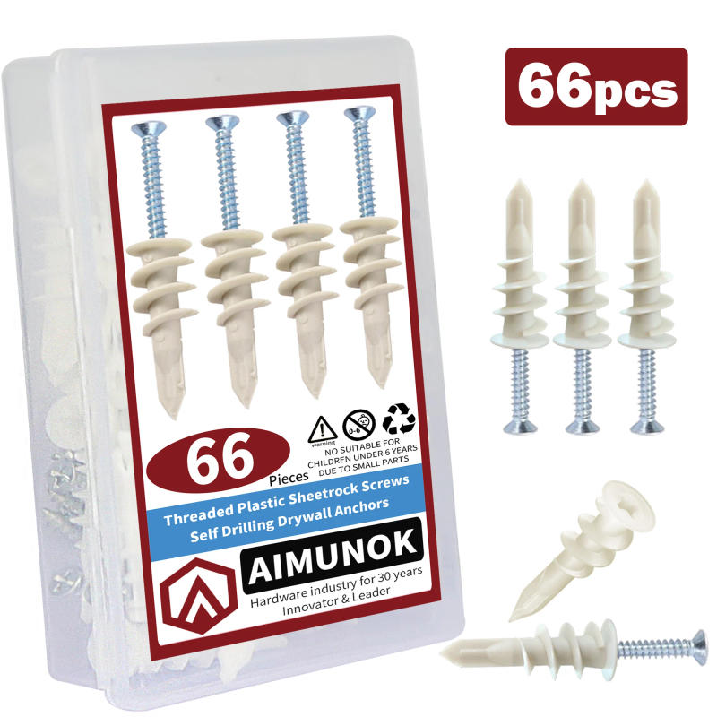 Description Picture 2 of item66pcs Self Drilling Drywall Anchors, Wall Anchors and Screws for Drywall, 33 Anchors + 33#8 x 1-1/8'' Screws