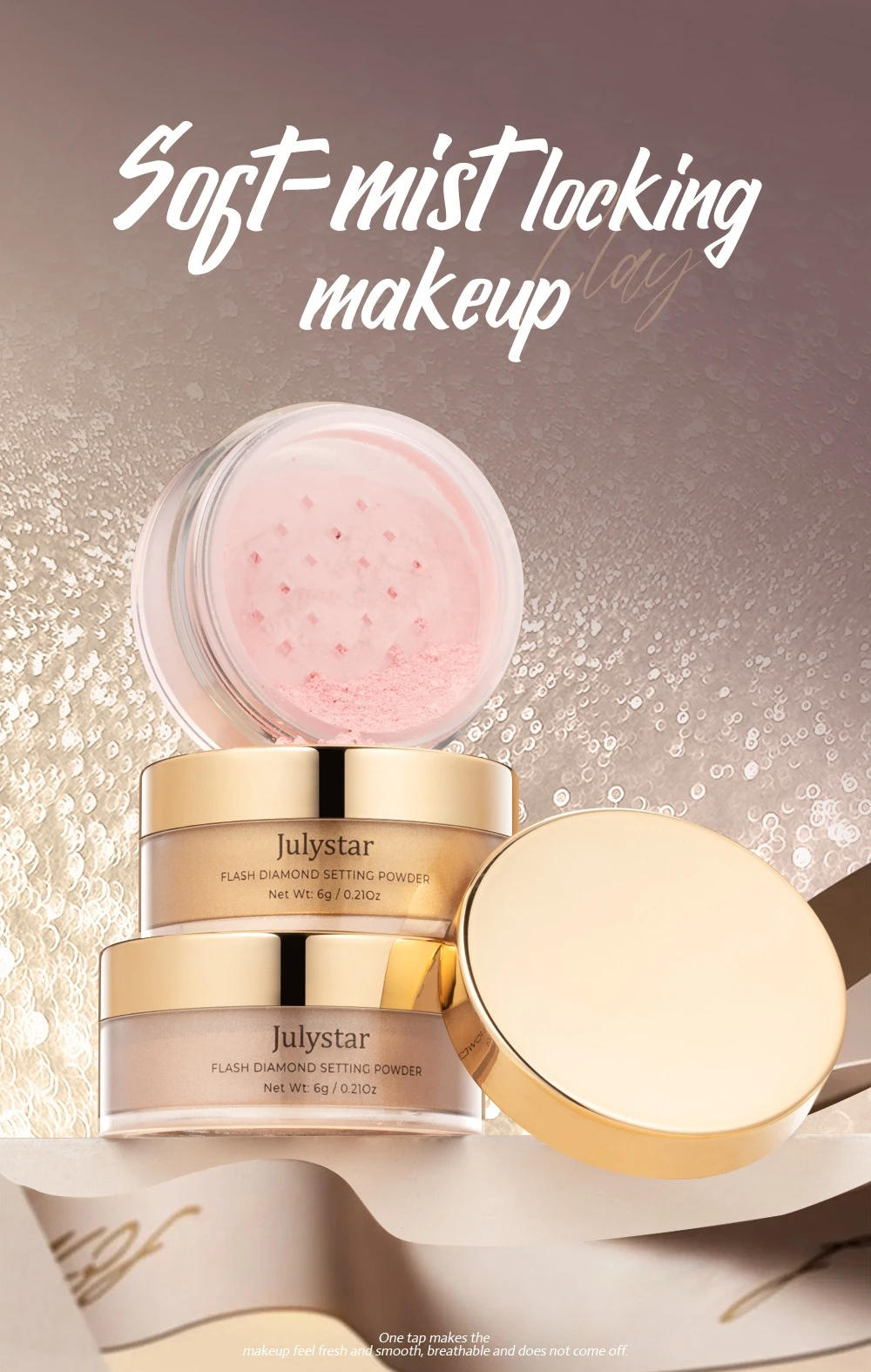 Description Picture 2 of itemDiamond Glitter Loose Powder 6 Colors Pearlescent Oil Control Mineral Powder Face Foundation Cosmetics Lasting Makeup Powder