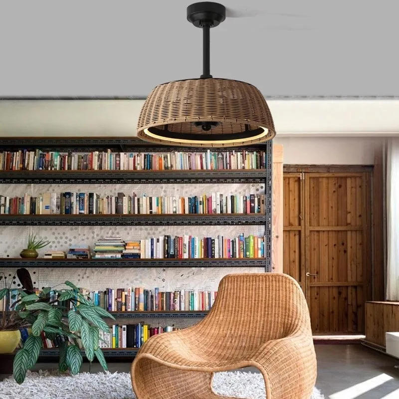 Description Picture 3 of itemCeiling Fans Rattan Boho Handwoven Wicker Lampshade Home Deco Interior Lighting Decoration LED Lampshade