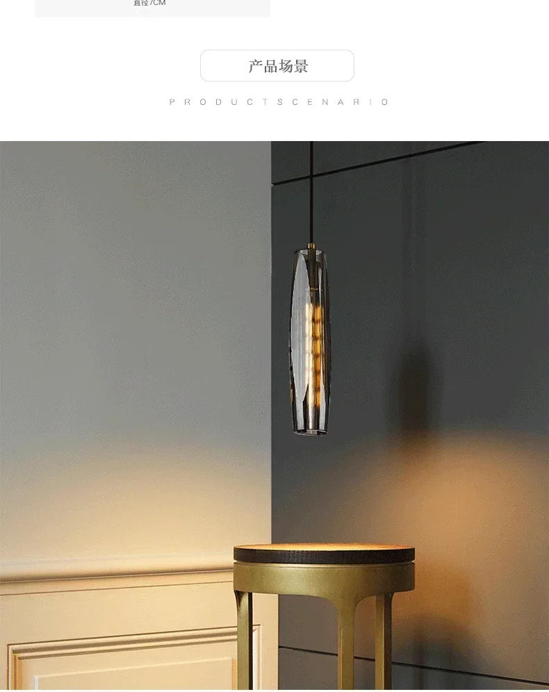 Description Picture 6 of itemPostmodern Tulip Copper Gold Crystal Vertical Chandelier Living Room Dining Room Corridor Bedside Bedroom Home Decor Lamp