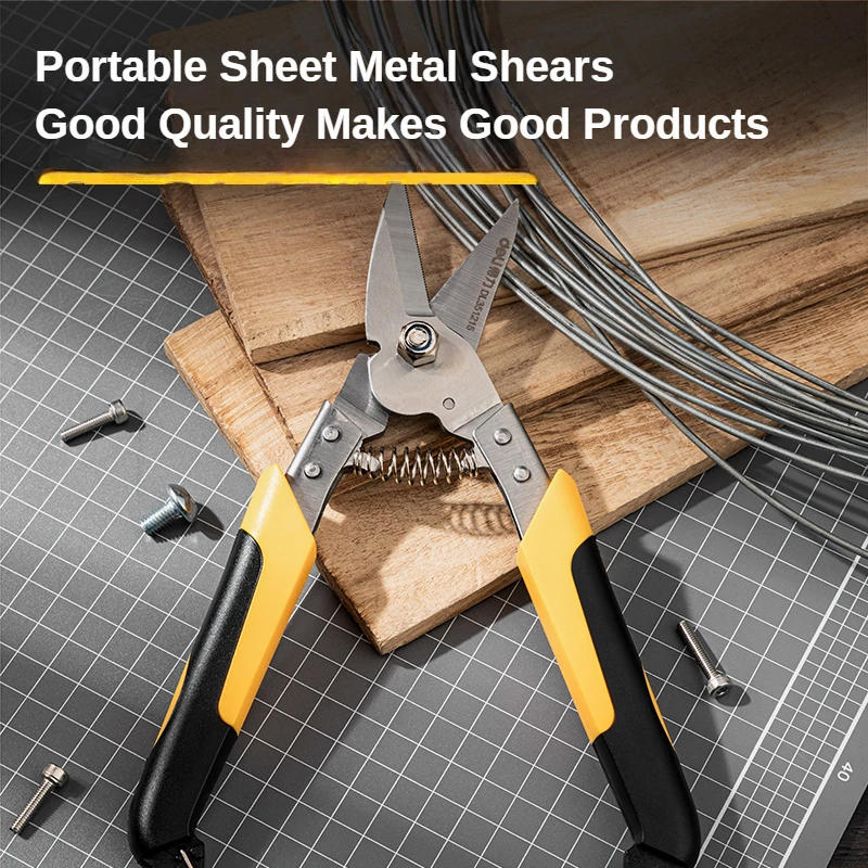 Description Picture 6 of item1Pc 8.5 Inch Stainless Steel Metal Scissors Cutter Industrial Work Multi-function Straight Curved Blade Keel Scissors Hand Tools