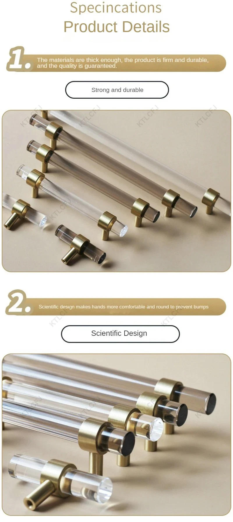 Description Picture 6 of itemEuropean Acrylic Handle American Transparent/Black Cabinet Drawer Wardrobe Door Handle Single Hole 96/128/160/224mm