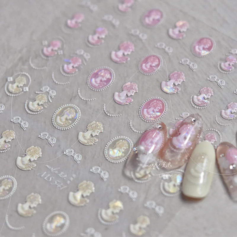Description Picture 2 of item1pcs 5D Japanese Profile Picture Nail Art Stickers Kawaii Glitter Shell Relief Nail Decorations Adhesive Decals DIY Accessories