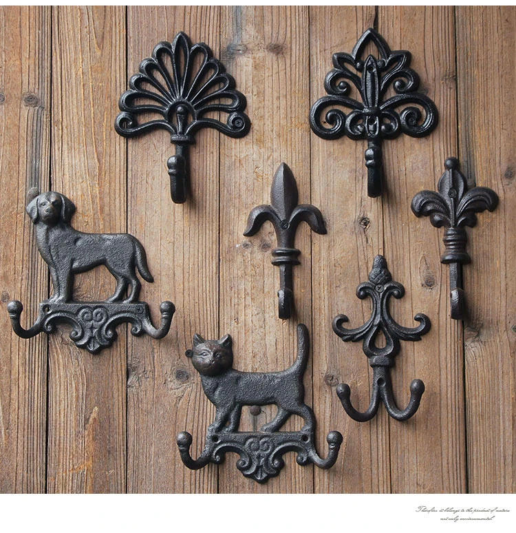 Description Picture 4 of item1pcs European Style Retro Cast Iron Hooks Outdoor Creative Decoration Clothes Hooks for Courtyard Gardens Wall Clothes Key Hooks