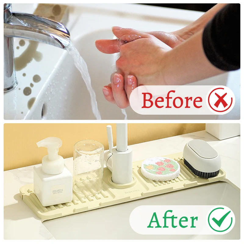 Description Picture 6 of itemKitchen Silicone Sink Faucet Mat Splash Guard for Sink Faucet Absorbent Protectors Mat Kitchen Sink Gadgets