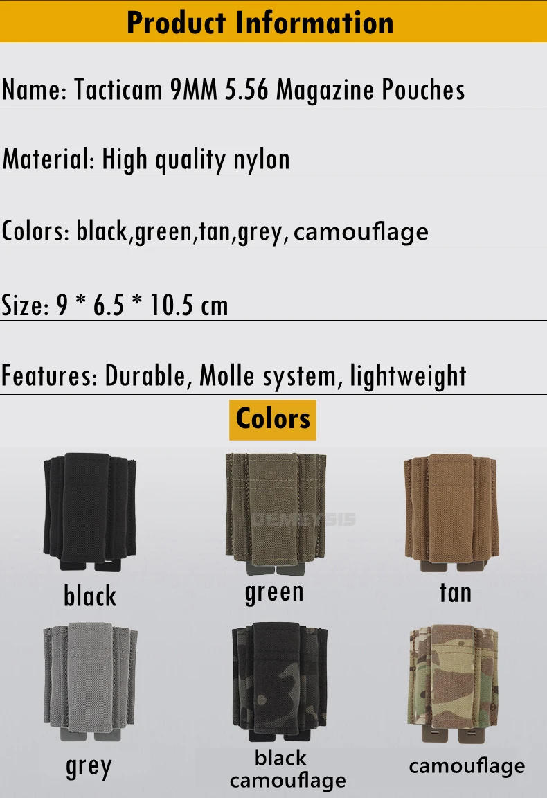 Description Picture 3 of itemTactical Molle Magazine Pouches 2 Layer 9mm 5.56  Airsoft Paintball Ammo Pouches Shooting Hunting Mag Carrier Holder