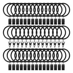 40PCS Curtain Rings with Clips ,Drapery Clips with Rings,1 Inch Diameter Decorative Drapery Window Ring for Curtain