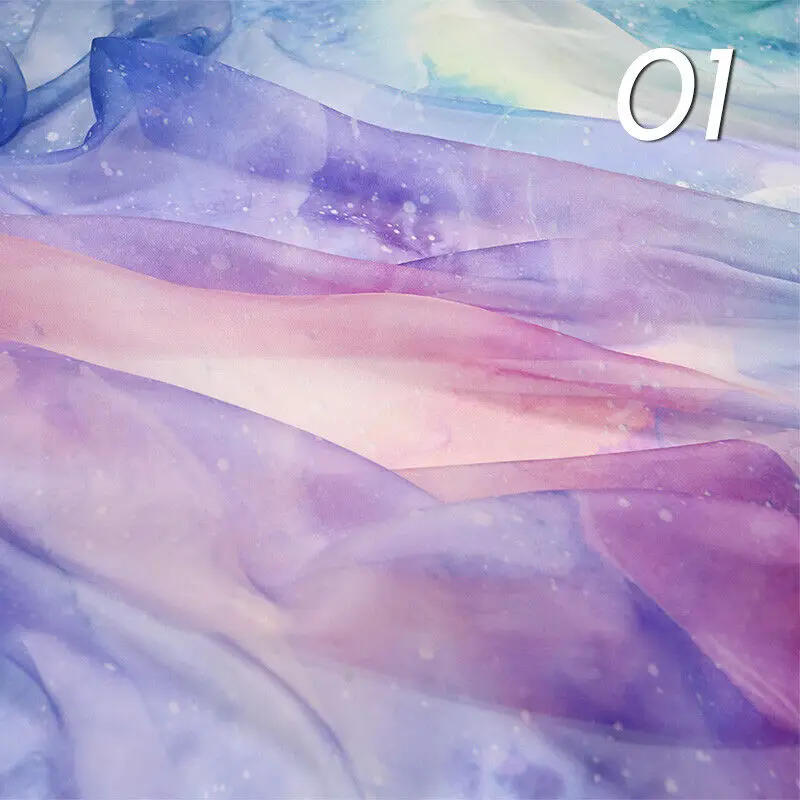 Description Picture 2 of item150X100Cm Gradient Chiffon Fabric Diy Rainbow Starry Dream Costume Sewing Craft Dress Supplies Polyester Silk Material