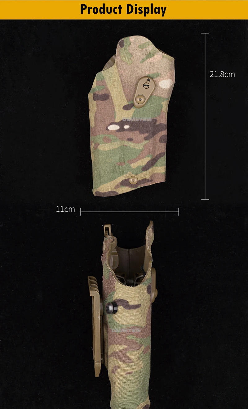 Description Picture 4 of itemTactical Pistol Holster Fits P320 + X300 Flashlight Automatic Locking System Right Hand Hunting Gun Drop Leg Holsters Paddle