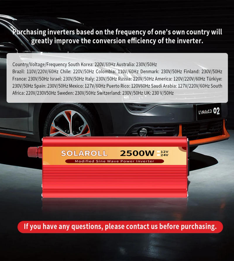 Description Picture 4 of item1600W Power Inverter DC 12V/24V to 110V AC Car Inverter With Dual USB Car Adapter